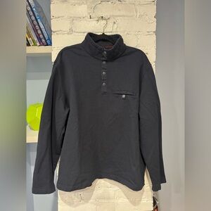 UNTUCKIT Shirt Deverauz Half Snap Mock Neck Cotton‎ Stretch Pullover Blue